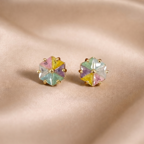 Mangamta Pastel Hexagon Geometric Umbrella Stud Earrings