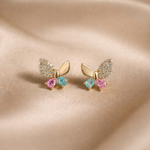 Mangamta Dual-Finish Butterfly Wing Pastel Stud Earrings