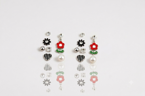 Mangamta 7 Pairs Steel Stud & Drop Earrings Combo Set for Women & Girls.