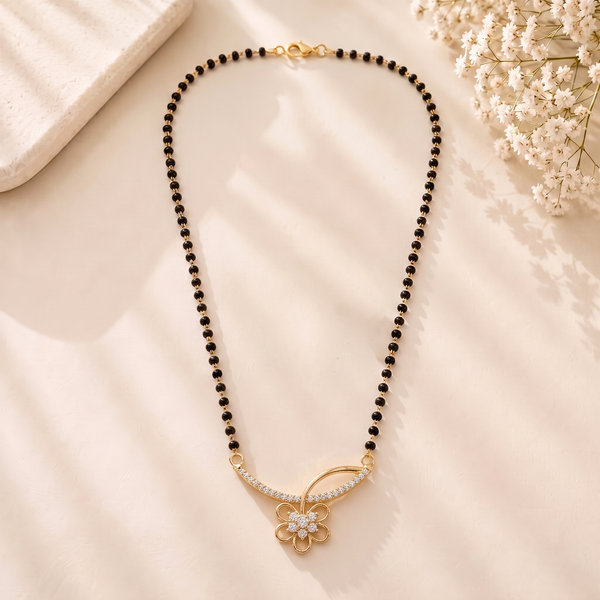 Mangamta Dainty Curved Leaf and Flower Imitation Mangalsutra