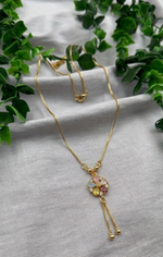 Mangamta Multicolor Teardrop Stone Floral Tassel Imitation Necklace