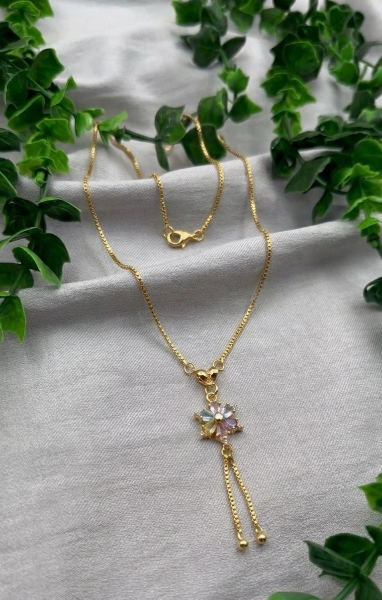 Mangamta Pastel Multi-Hue Floral Charm Tassel Imitation Necklace
