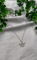 Mangamta Sparkling Halo Winged Circle Imitation Pendant Necklace