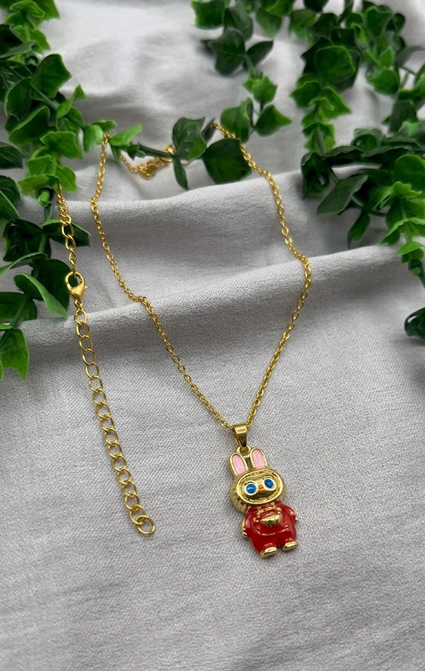 Mangamta Cute Red Space Rabbit Figurine Imitation Pendant Necklace
