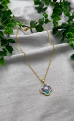 Mangamta Four-Petal Enamel Flower with Pearl Center Imitation Necklace