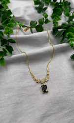 Mangamta Elegant Emerald-Cut Black Stone Imitation Pendant Necklace