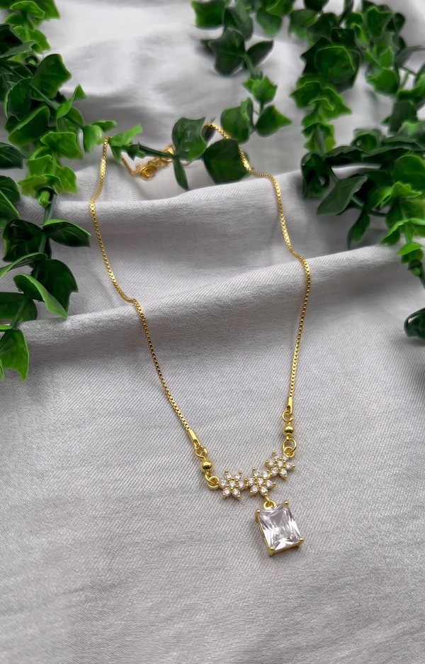 Mangamta Dainty Solitaire Crystal Emerald-Cut Imitation Pendant Necklace