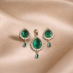 Mangamta Green Teardrop Stone Pendant Set